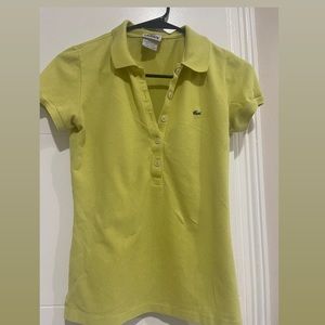 Lacoste Women's Short Sleeve Pique Polo Lime Green Shirt Gator Logo Top